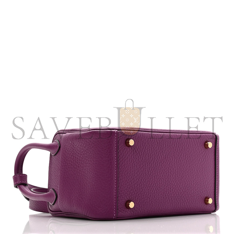 HERMÈS TAURILLON CLEMENCE MINI LINDY 19ANEMONE H079086CCN5 (19*12.5*9cm) 